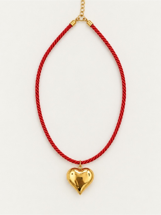 Anthropologie Jewelry - New! Red Cord Gold Heart Necklace NWOT 1024
